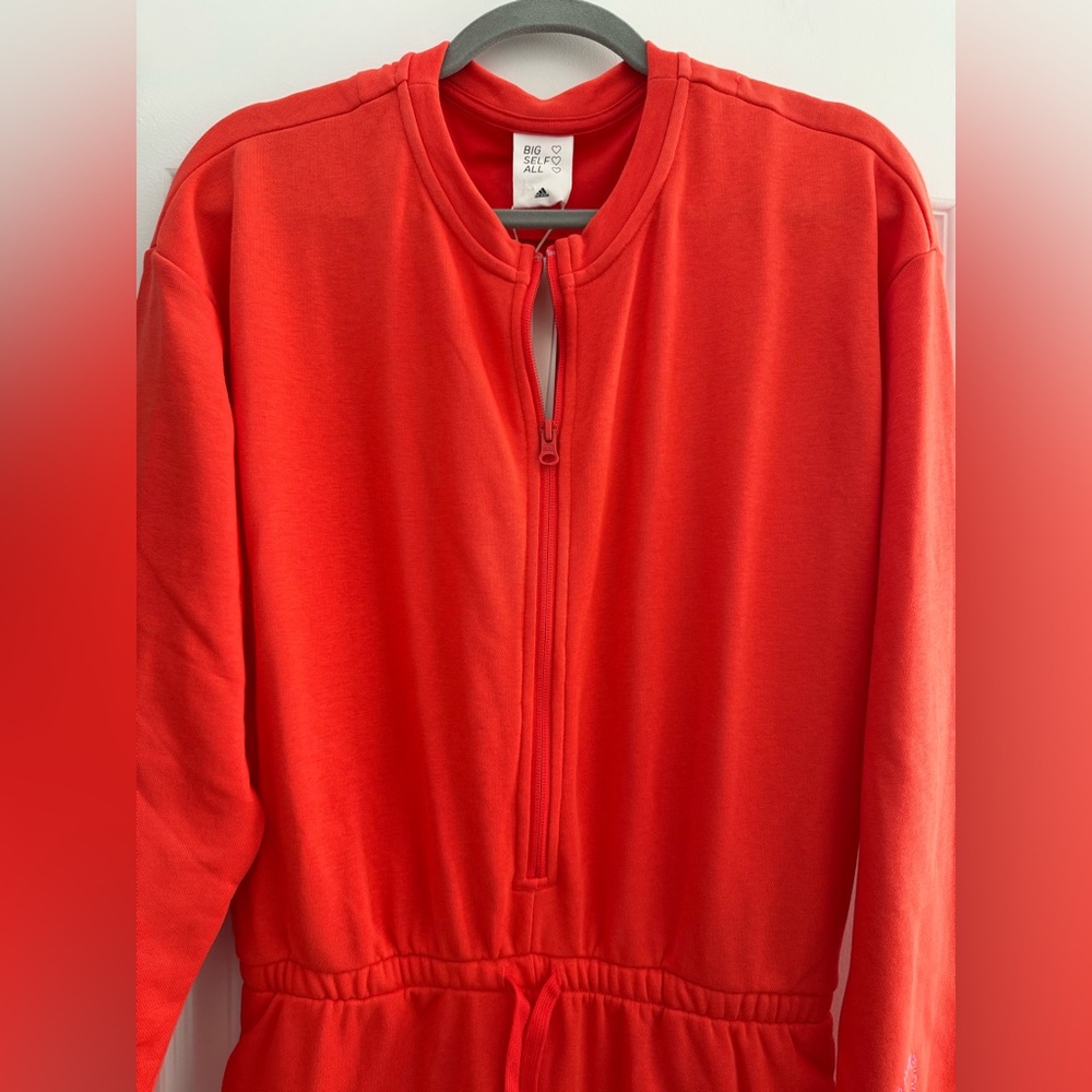 adidas Bright Red Drawstring Jumpsuit - Picture 4 of 10